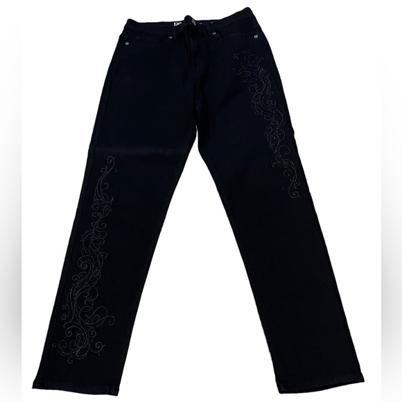 DG2 by Diane Gilman Denim - Diane Gilman Women’s Vintage Black Denim Sparkle Detailing Jeans Size 14